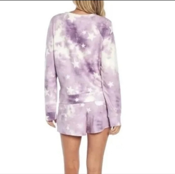 NEW! WILDFOX Tie Dye Stars Matching Sweatshirt & Shorts Set Purple White XXL - Picture 3 of 14